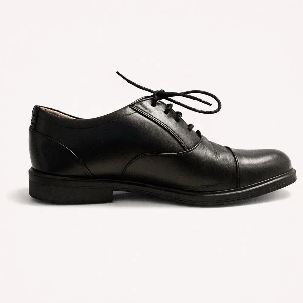 Clarks 1825 Mens Black Leather Cap Toe Oxford Dress Shoes Size 10M Business